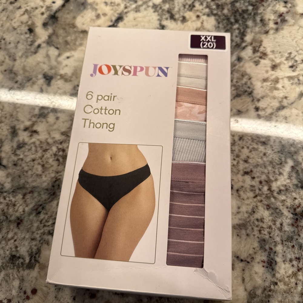 JOYSPUN WOMENS COTTON THONG UNDERWEAR 6 PAIRS SIZE XXL 20 VARIOUS COLORS NEW